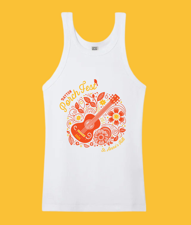 Dayton Porchfest tank top in white