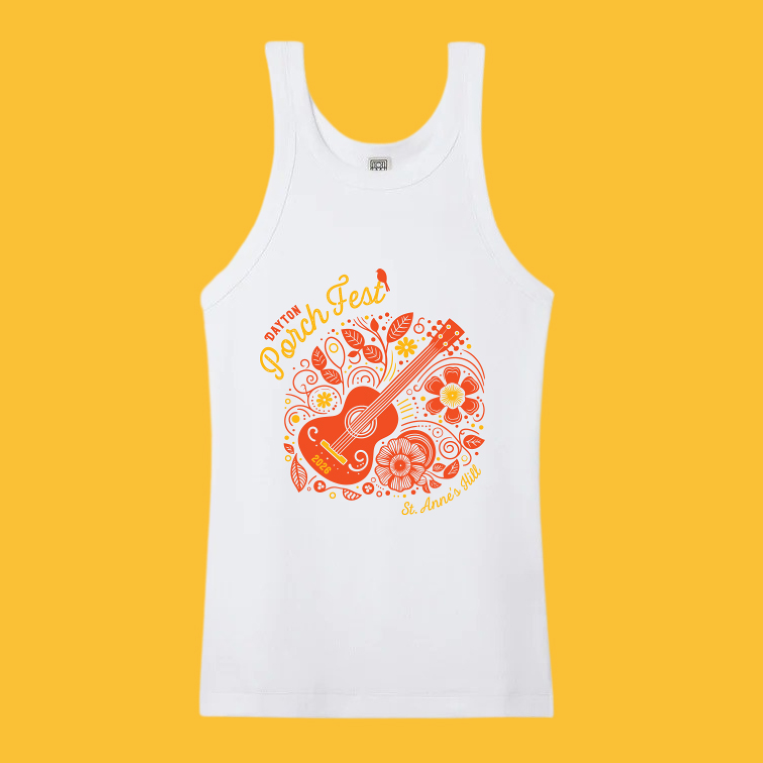 Dayton Porchfest tank top in white